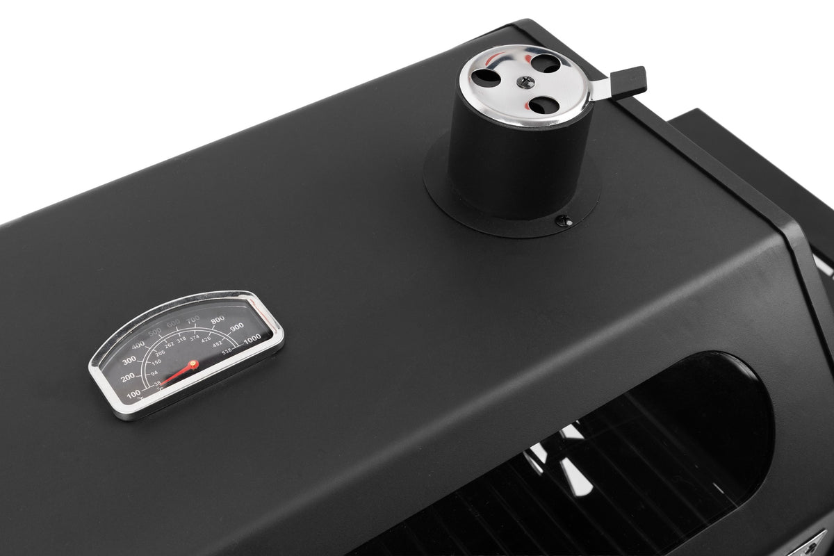 GRILLAMA Tenzin Charcoal BBQ with Glass Window, Thermometer & Wheels