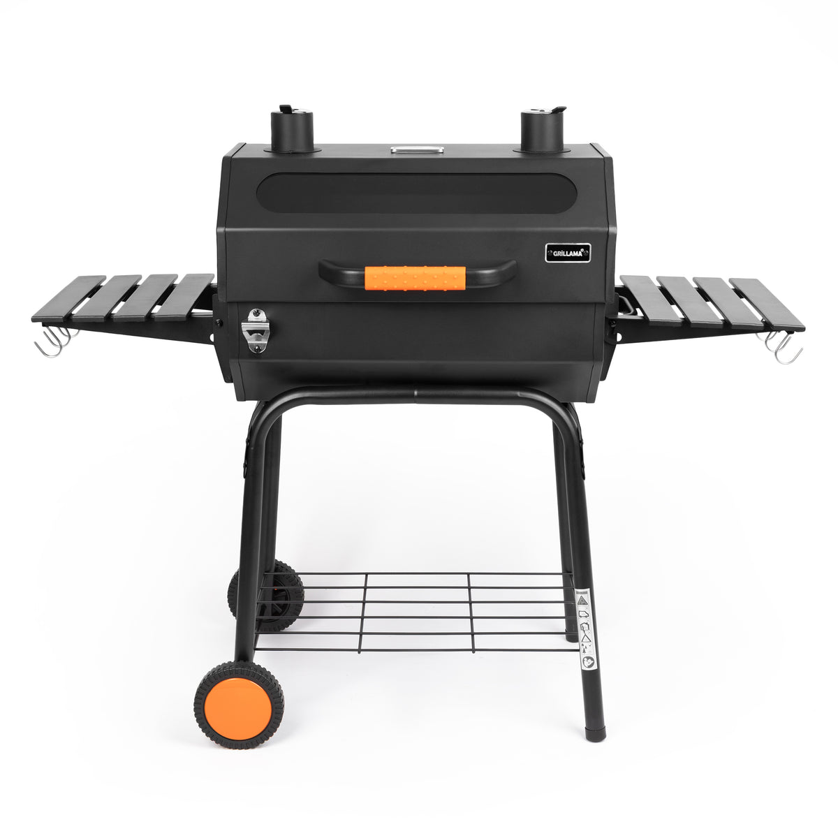 GRILLAMA Tenzin Charcoal BBQ with Glass Window, Thermometer & Wheels