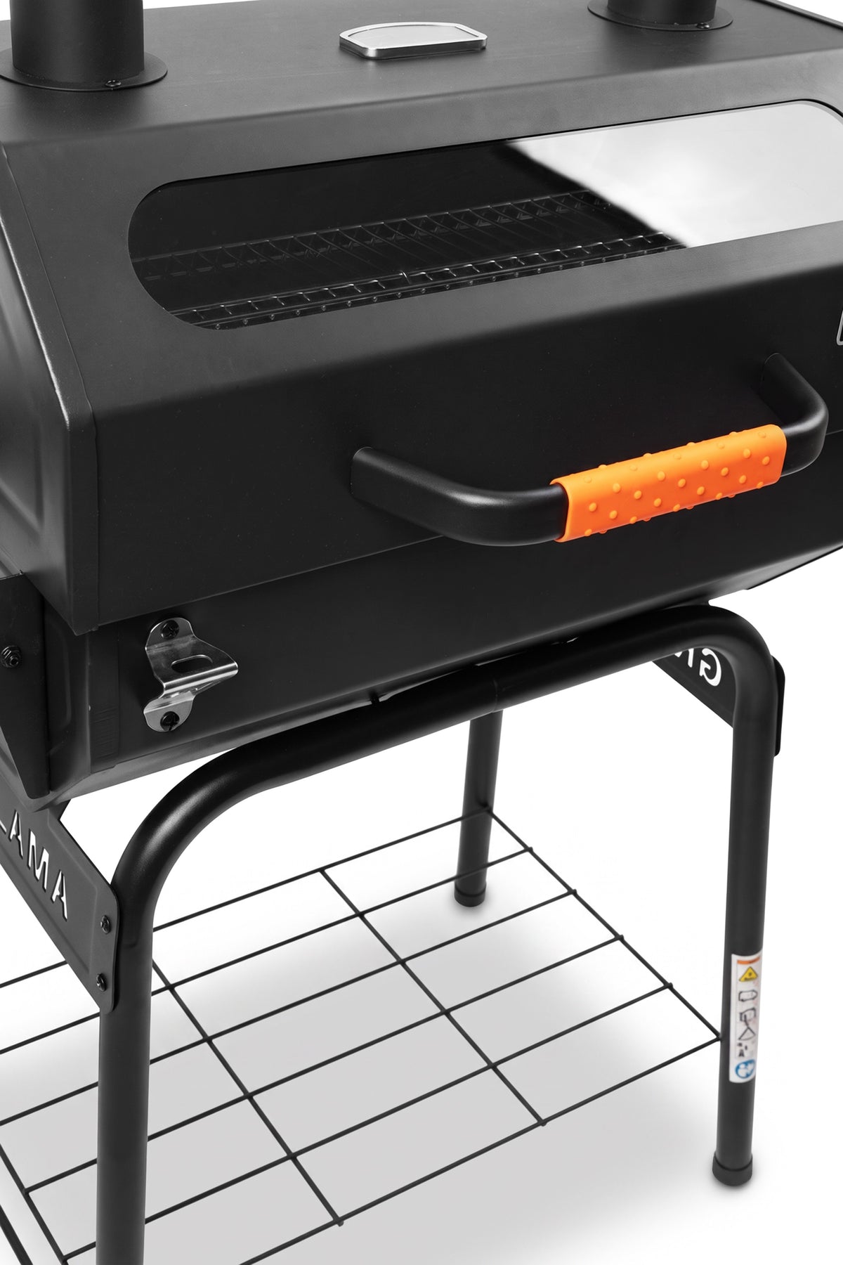 GRILLAMA Tenzin Charcoal BBQ with Glass Window, Thermometer & Wheels